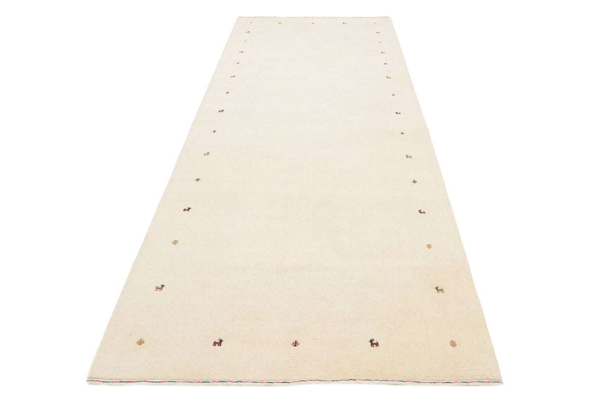 Tapis de couloir Tapis Gabbeh - Loribaft Indus - 334 x 128 cm - crème