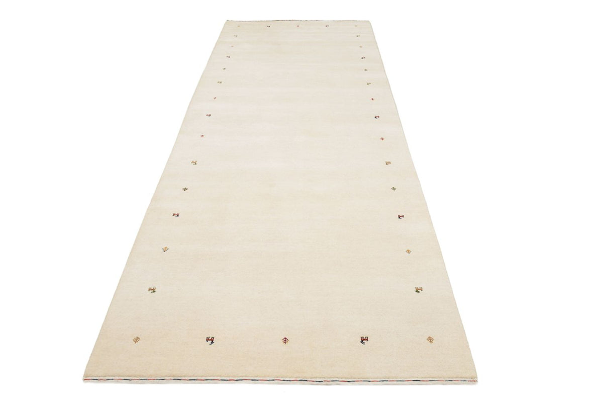 Tapis de couloir Tapis Gabbeh - Loribaft Indus - 334 x 128 cm - crème