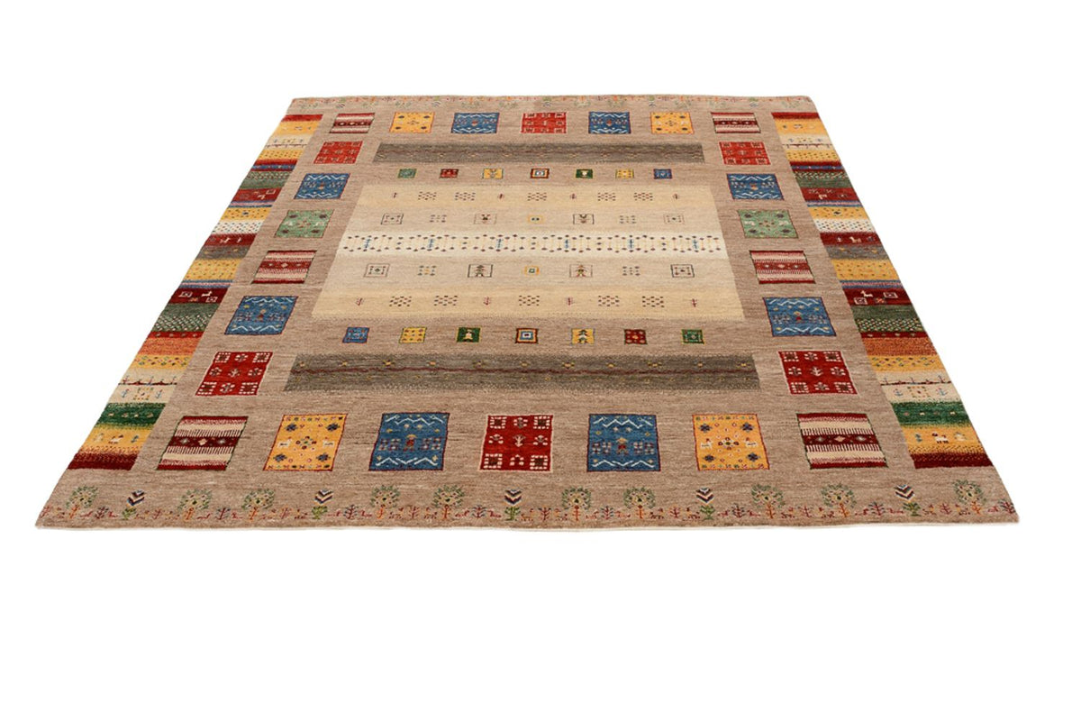 Tapis Gabbeh - Loribaft Indus carré  - 203 x 201 cm - multicolore