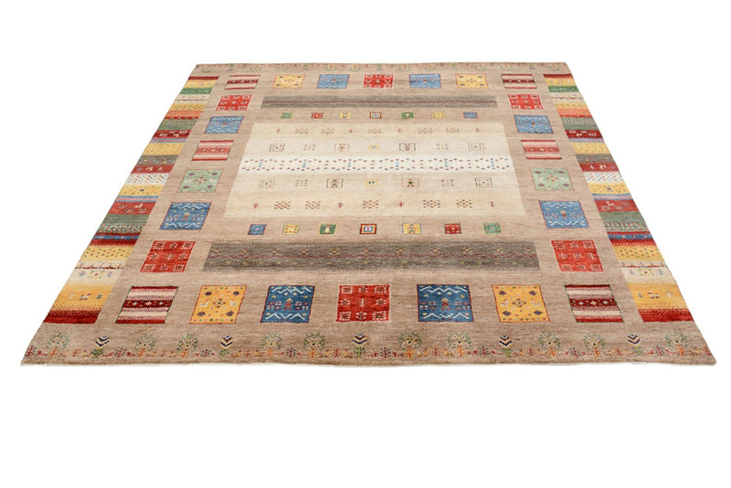 Tapis Gabbeh - Loribaft Indus carré  - 203 x 201 cm - multicolore