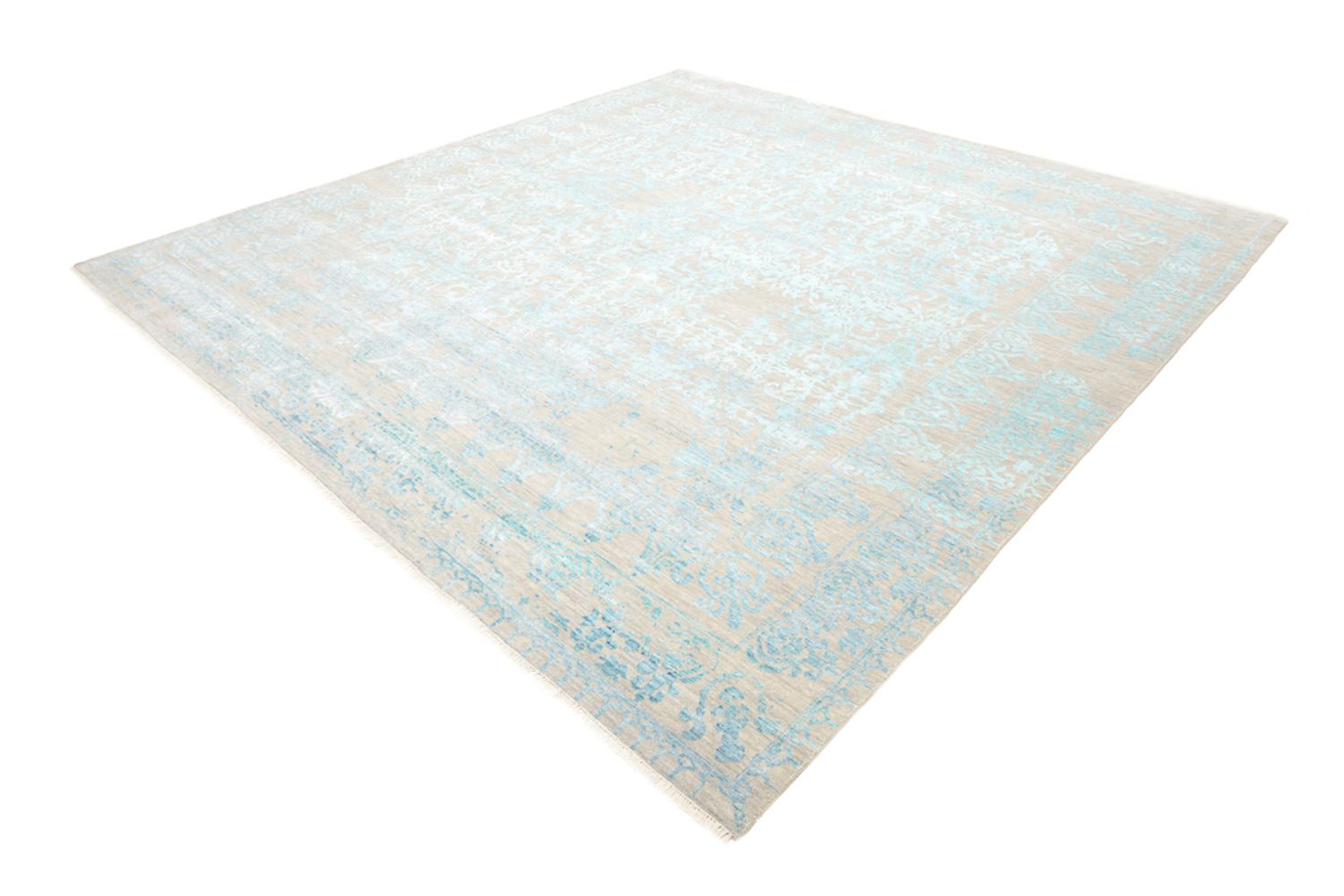 Tapis design carré  - 309 x 301 cm - bleu clair