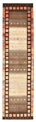 Tapis de couloir Tapis Gabbeh - Loribaft Indus - 306 x 80 cm - beige foncé
