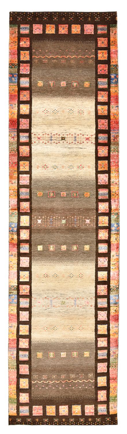 Tapis de couloir Tapis Gabbeh - Loribaft Indus - 306 x 80 cm - beige foncé