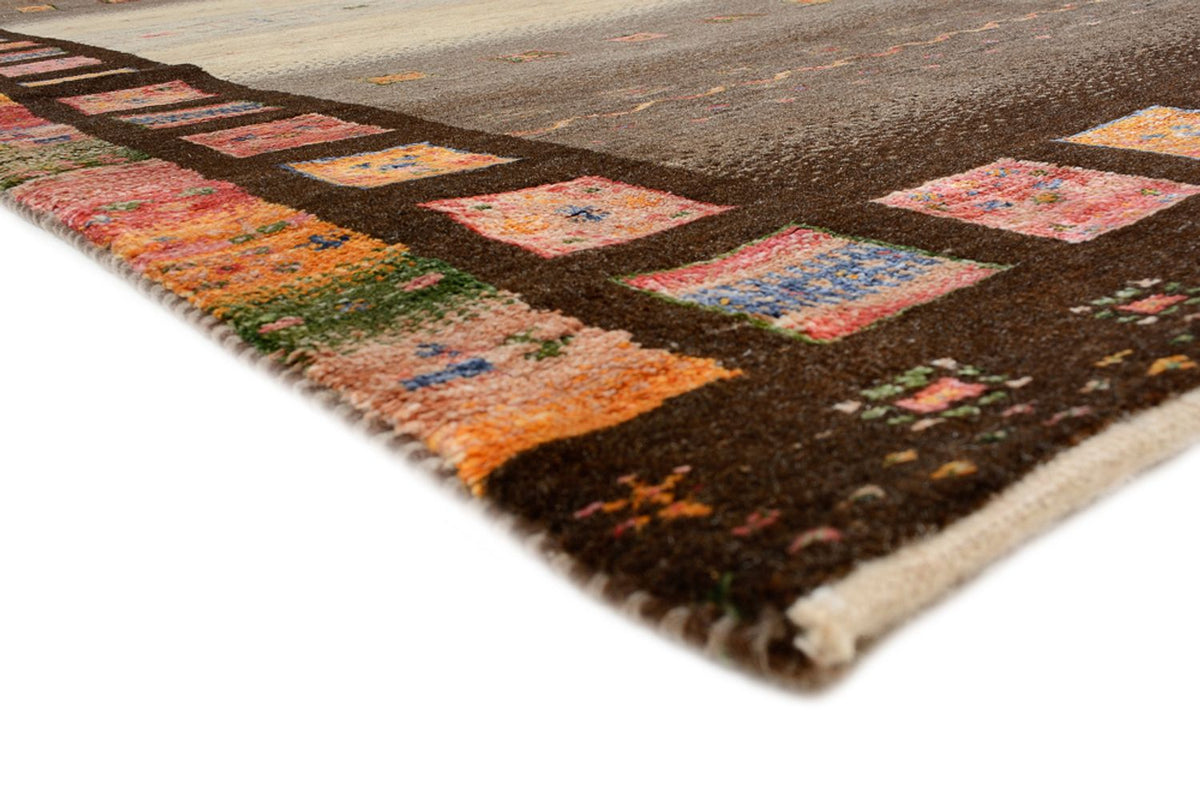 Tapis de couloir Tapis Gabbeh - Loribaft Indus - 306 x 80 cm - beige foncé