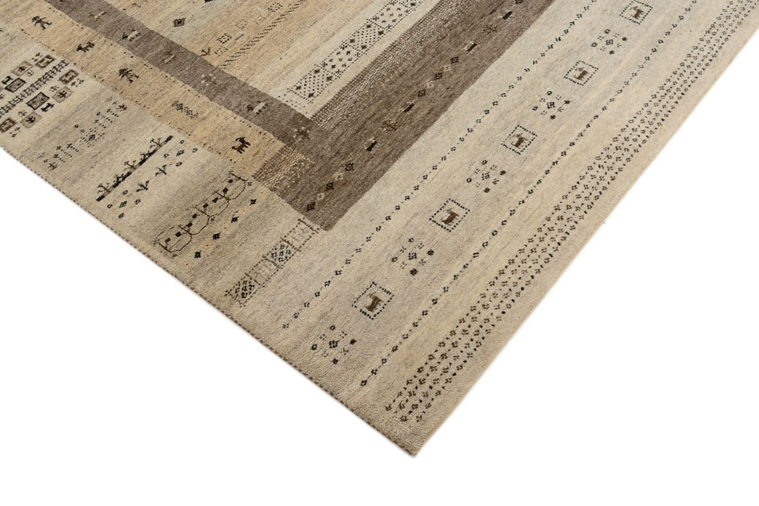 Tapis Gabbeh - Loribaft Indus - 203 x 146 cm - beige foncé