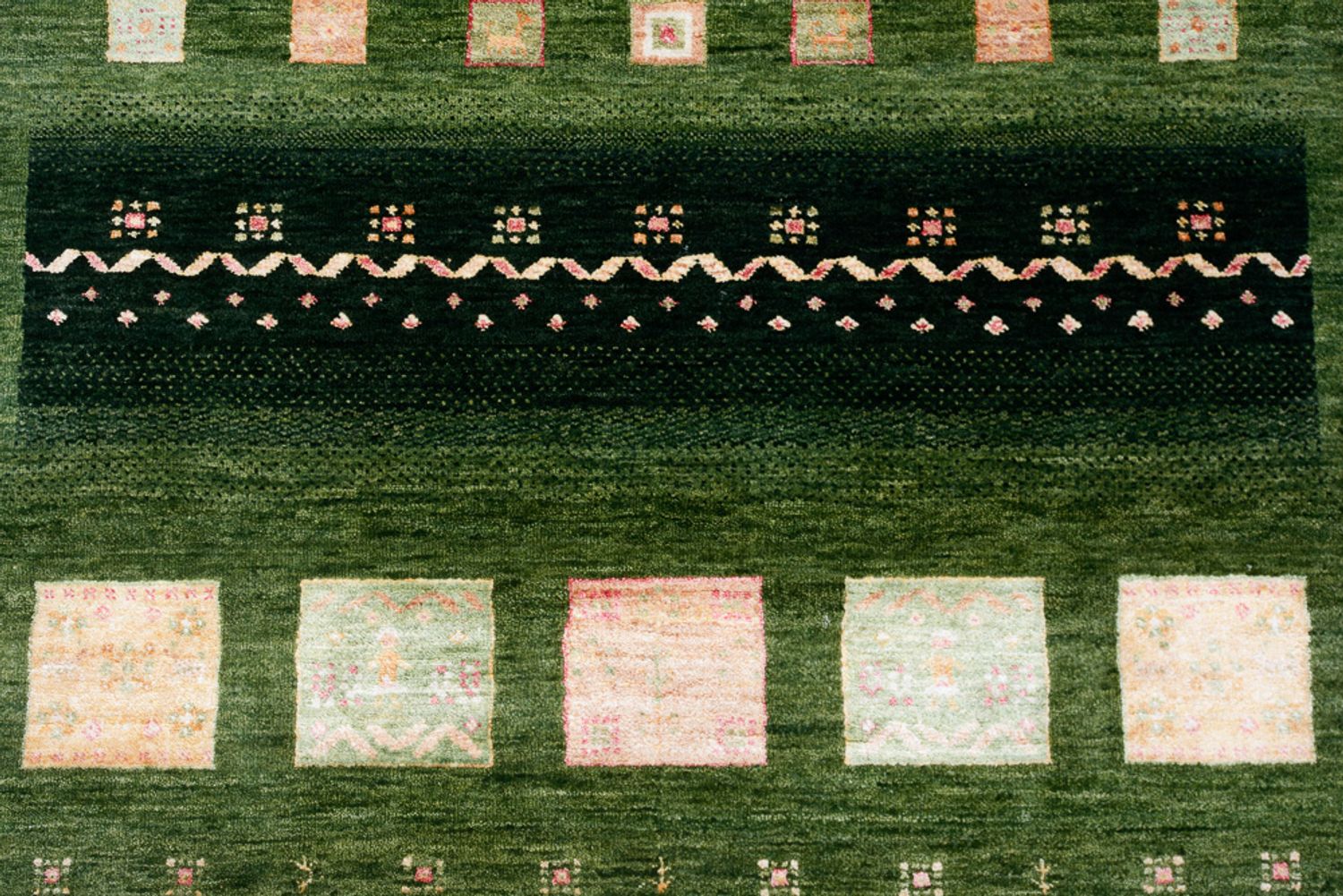 Tapis Gabbeh - Loribaft Indus - 238 x 173 cm - vert