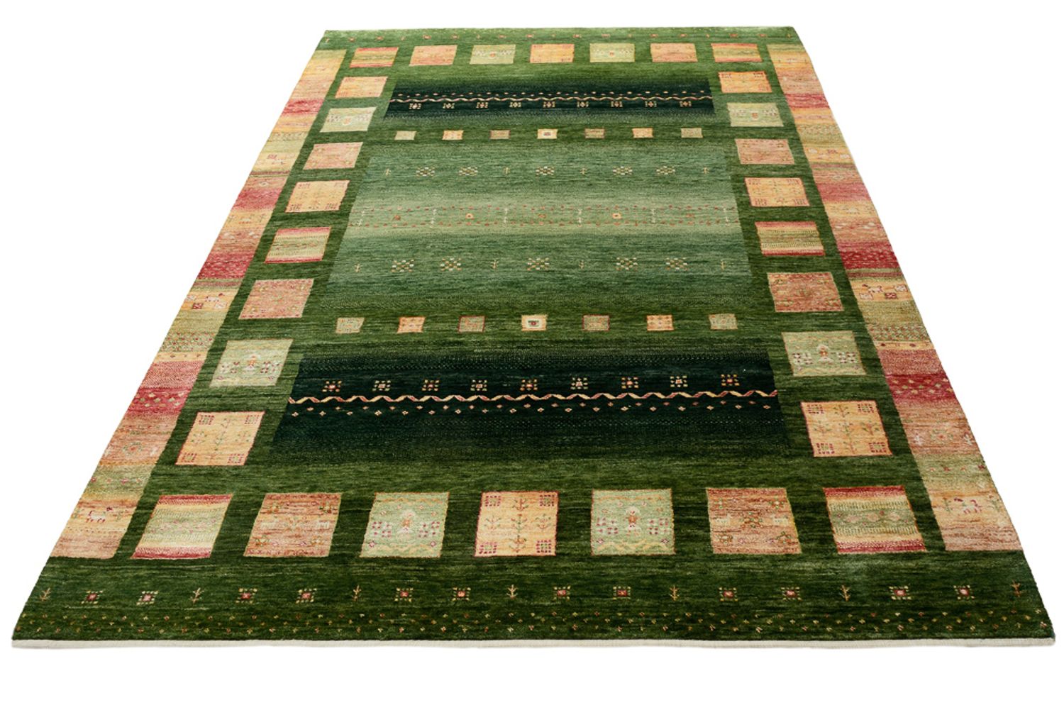 Tapis Gabbeh - Loribaft Indus - 245 x 178 cm - vert