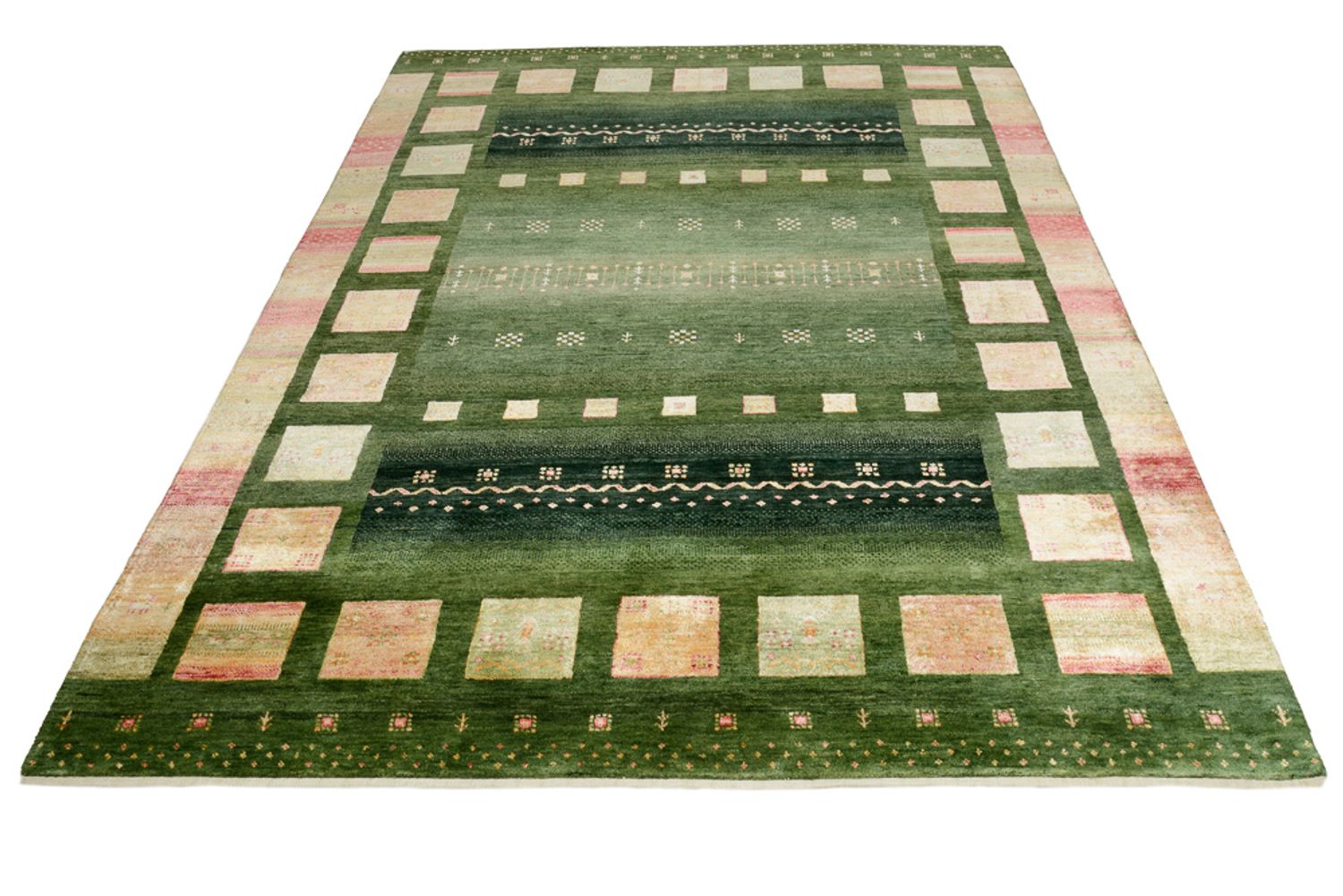 Tapis Gabbeh - Loribaft Indus - 245 x 178 cm - vert