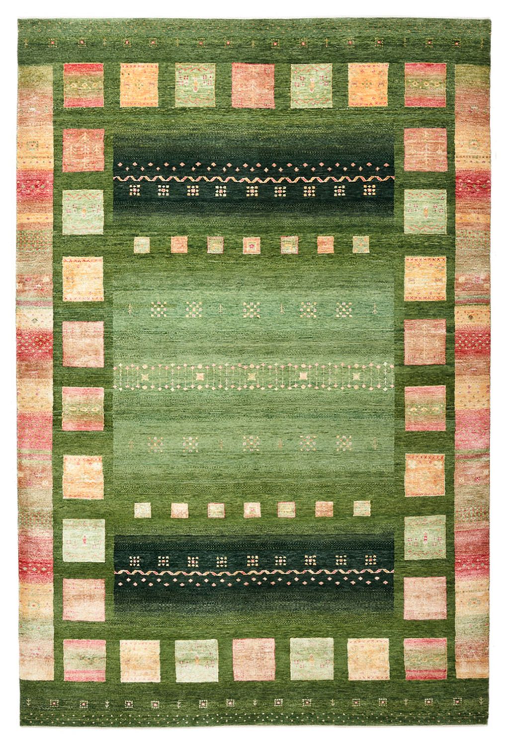 Tapis Gabbeh - Loribaft Indus - 308 x 205 cm - vert