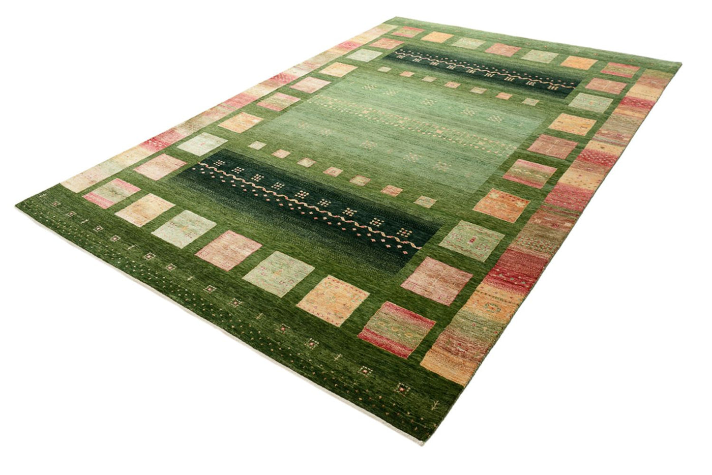 Tapis Gabbeh - Loribaft Indus - 308 x 205 cm - vert
