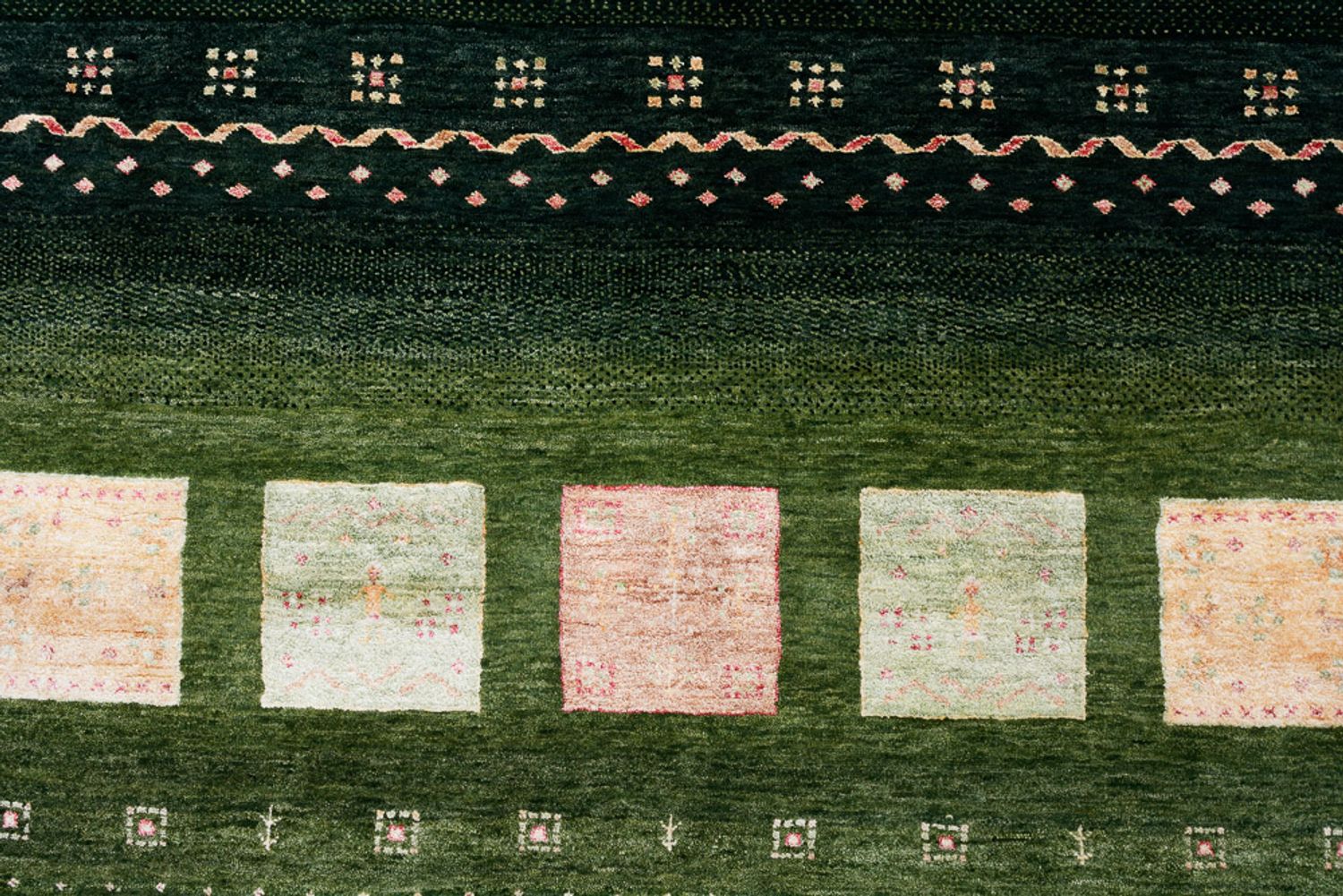 Tapis Gabbeh - Loribaft Indus - 308 x 205 cm - vert