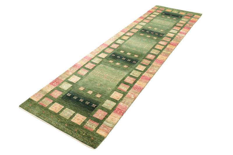 Tapis de couloir Tapis Gabbeh - Loribaft Indus - 296 x 82 cm - vert