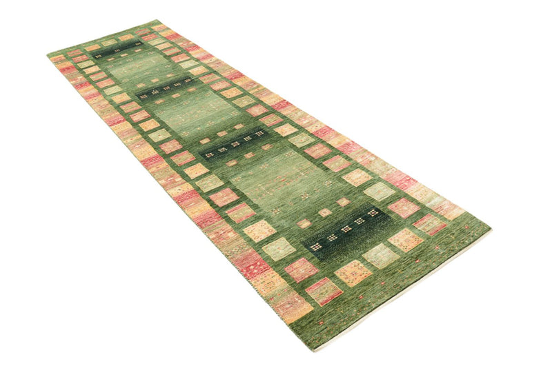 Tapis de couloir Tapis Gabbeh - Loribaft Indus - 296 x 82 cm - vert