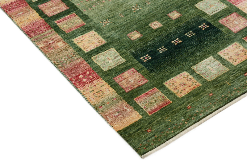 Tapis de couloir Tapis Gabbeh - Loribaft Indus - 296 x 82 cm - vert