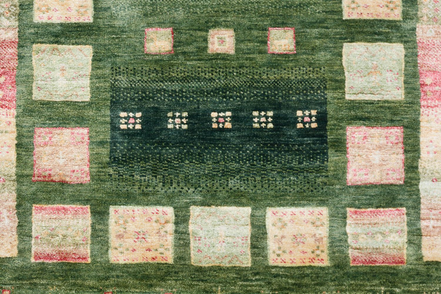 Tapis de couloir Tapis Gabbeh - Loribaft Indus - 296 x 82 cm - vert