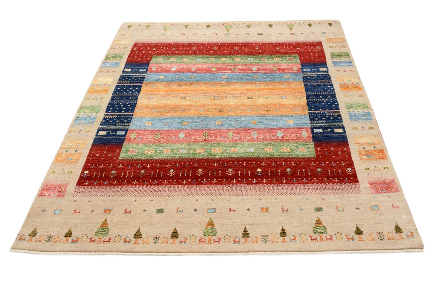 Tapis Gabbeh - Loribaft Indus - 198 x 154 cm - multicolore