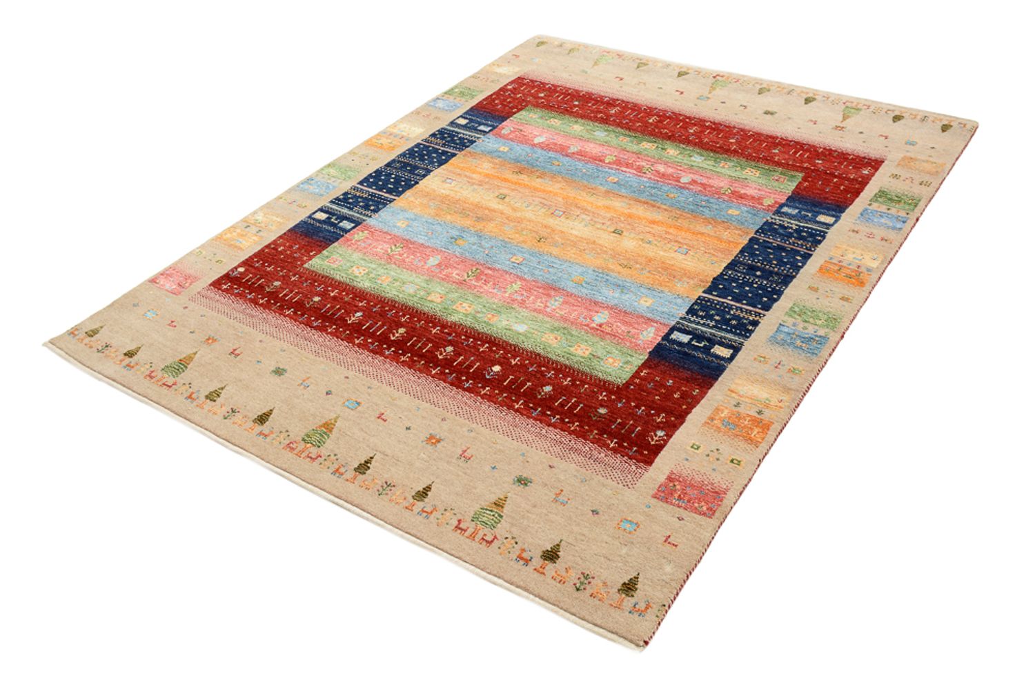 Tapis Gabbeh - Loribaft Indus - 198 x 154 cm - multicolore