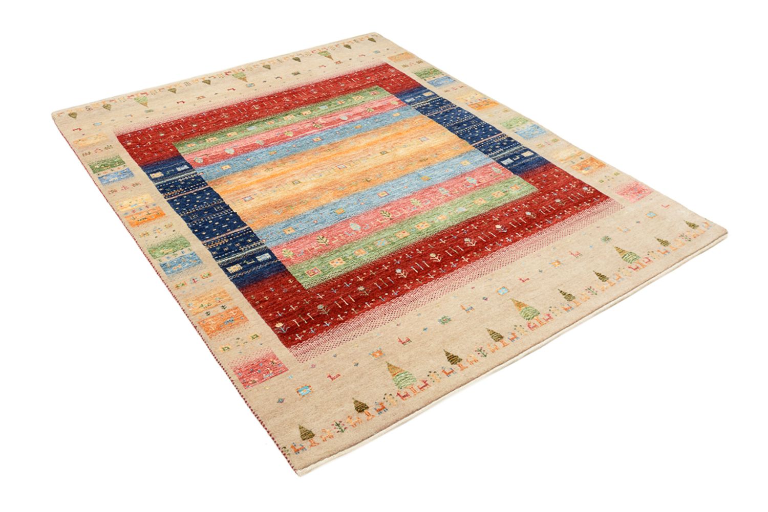 Tapis Gabbeh - Loribaft Indus - 198 x 154 cm - multicolore