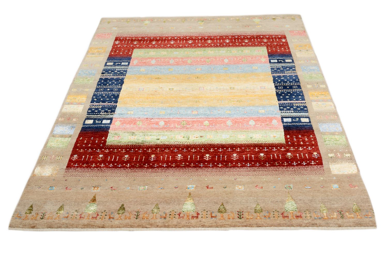 Tapis Gabbeh - Loribaft Indus - 198 x 154 cm - multicolore