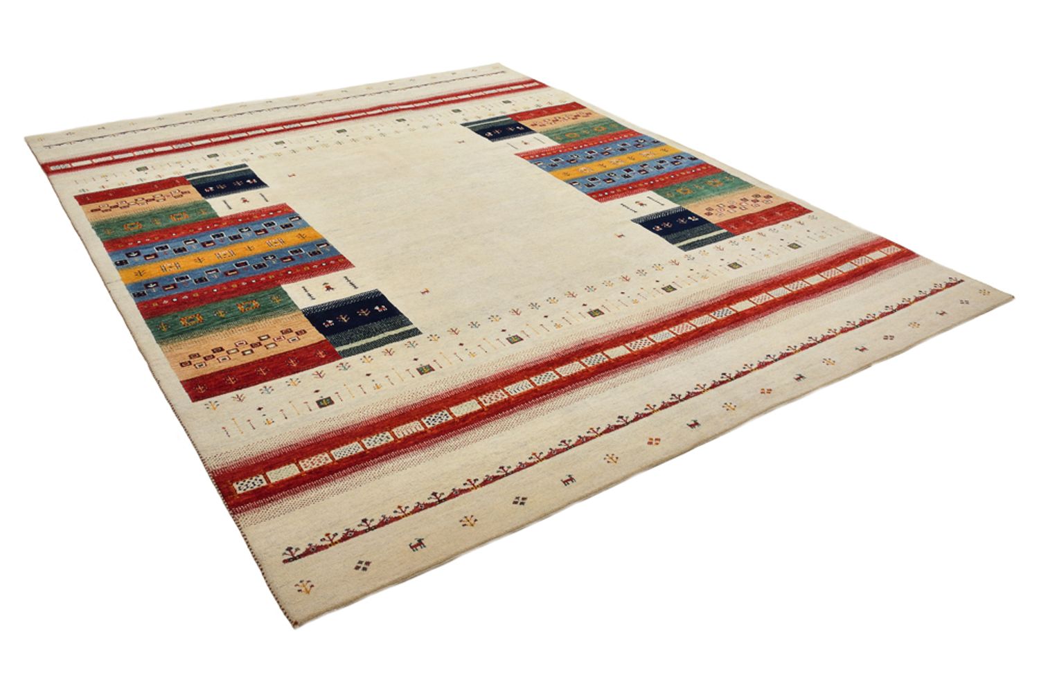 Tapis Gabbeh - Loribaft Indus - 308 x 246 cm - beige clair