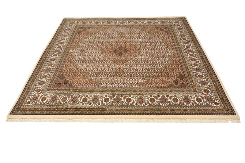 Tapis oriental - Tabriz carré  - 203 x 201 cm - beige foncé