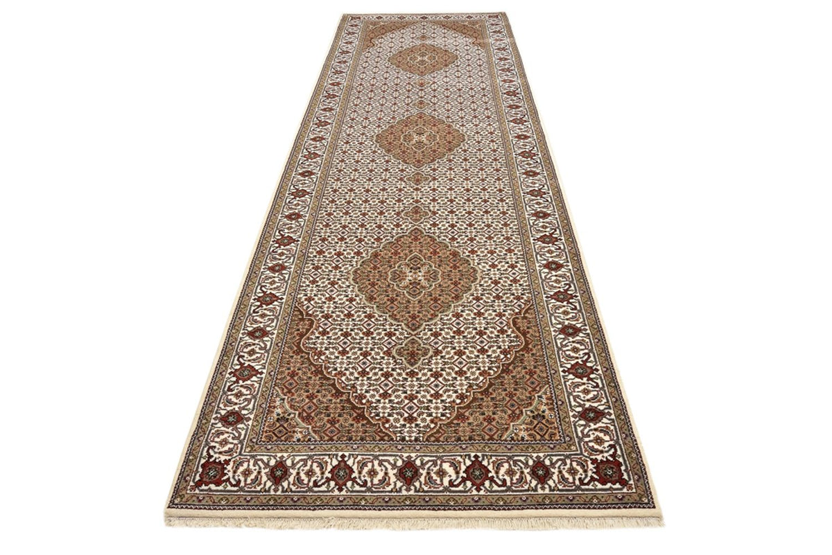 Tapis de couloir Tapis oriental - Tabriz - 372 x 121 cm - beige clair
