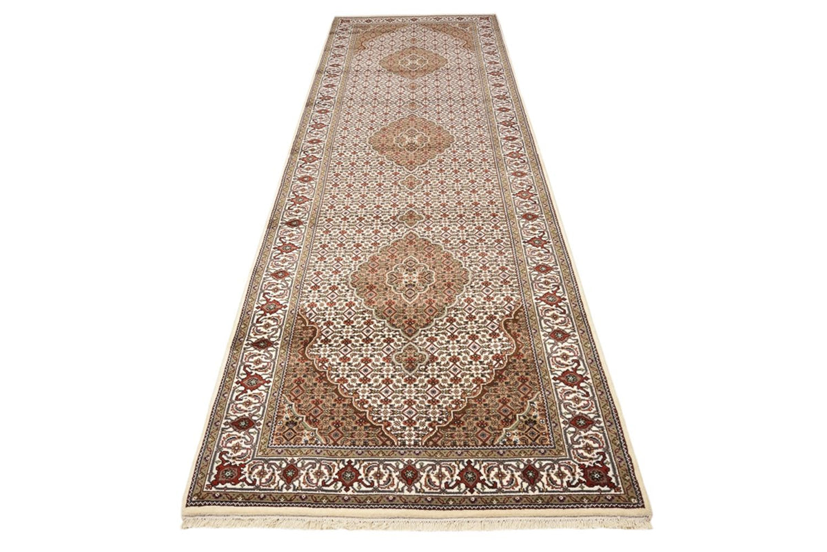 Tapis de couloir Tapis oriental - Tabriz - 372 x 121 cm - beige clair