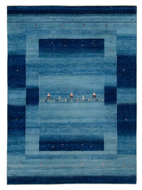 Tapis Gabbeh - Loribaft Indus - 241 x 175 cm - bleu