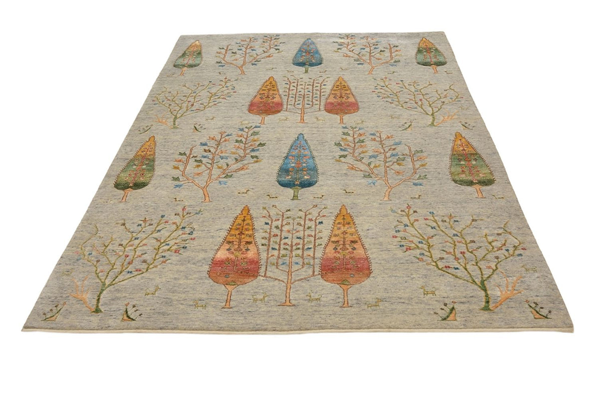Tapis Gabbeh - Loribaft Indus - 204 x 155 cm - gris clair