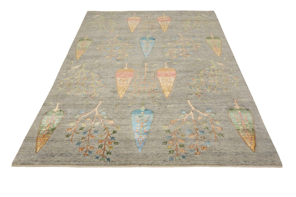 Tapis Gabbeh - Loribaft Indus - 204 x 155 cm - gris clair