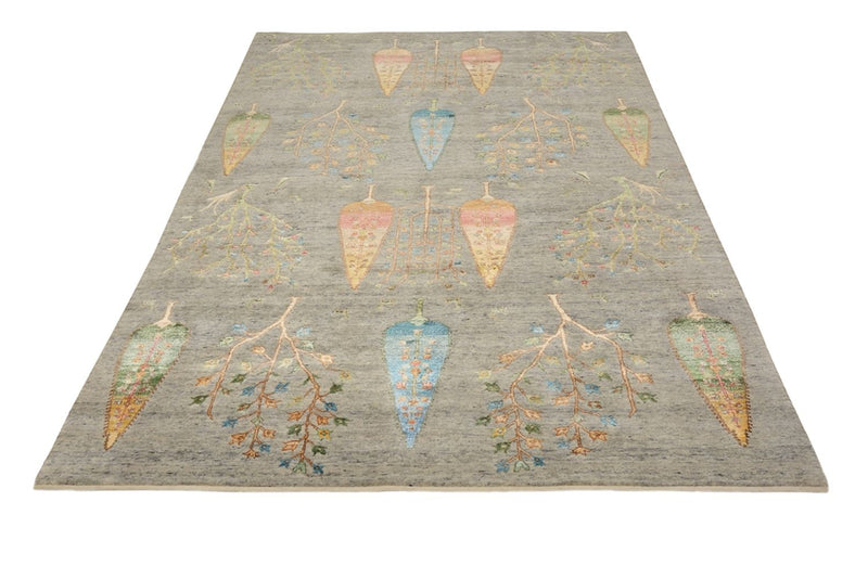 Tapis Gabbeh - Loribaft Indus - 204 x 155 cm - gris clair