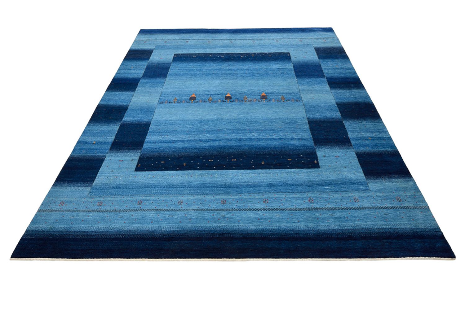 Tapis Gabbeh - Loribaft Indus - 304 x 243 cm - bleu clair