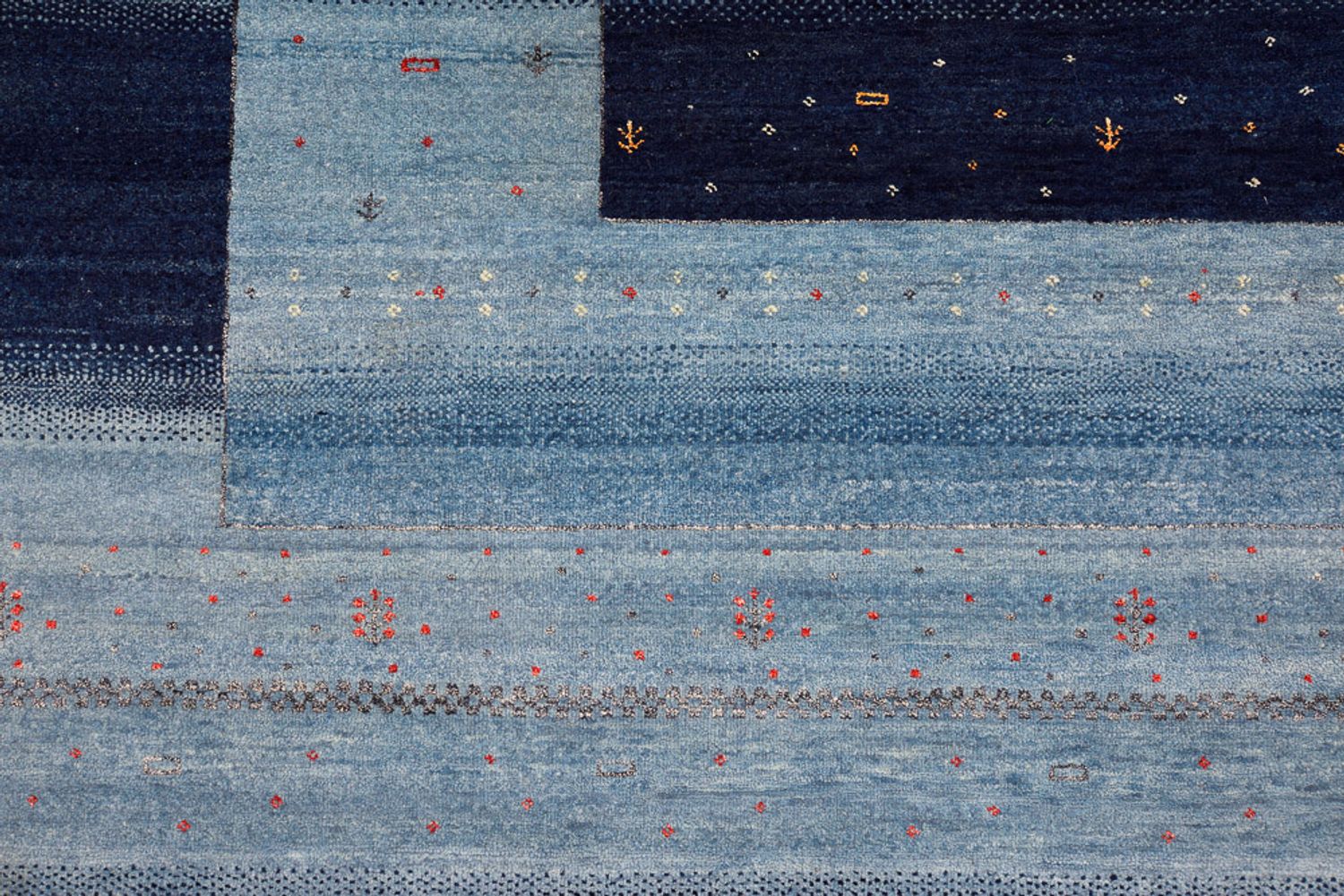 Tapis Gabbeh - Loribaft Indus - 304 x 243 cm - bleu clair