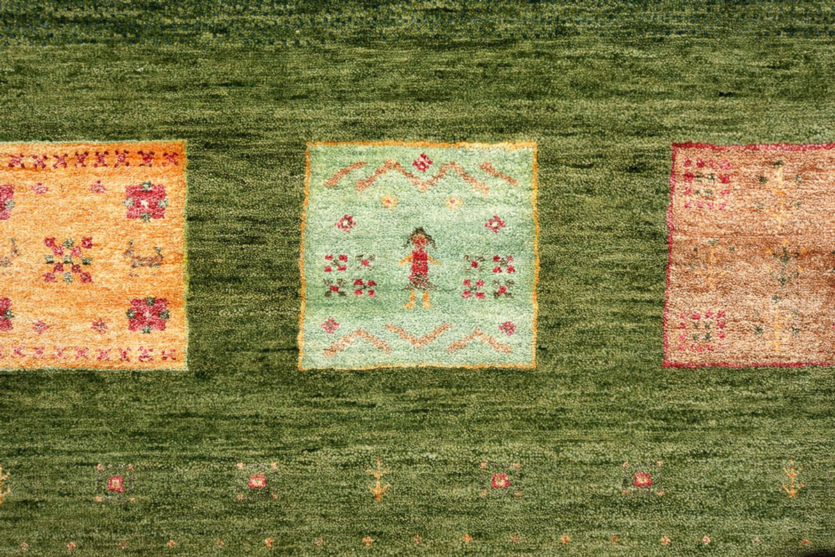 Tapis Gabbeh - Loribaft Indus - 303 x 250 cm - vert