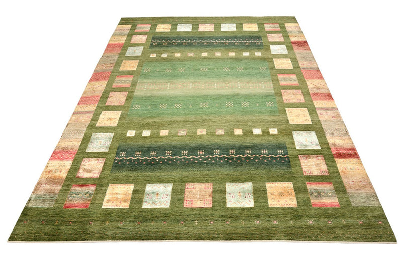 Tapis Gabbeh - Loribaft Indus - 303 x 250 cm - vert