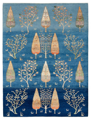 Tapis Gabbeh - Loribaft Indus - 204 x 155 cm - bleu clair