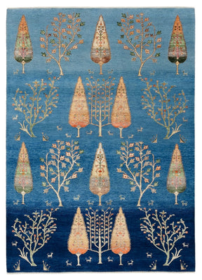 Tapis Gabbeh - Loribaft Indus - 206 x 150 cm - bleu