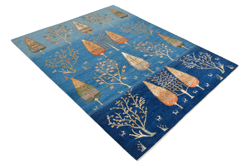 Tapis Gabbeh - Loribaft Indus - 206 x 150 cm - bleu