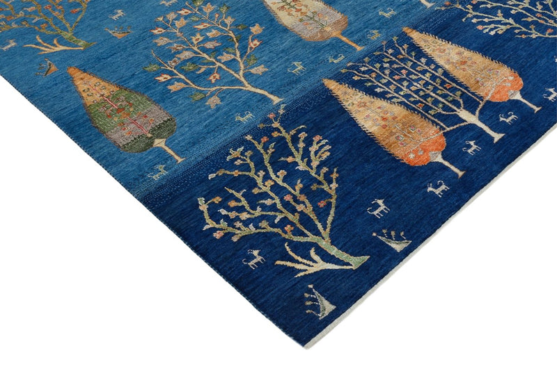 Tapis Gabbeh - Loribaft Indus - 206 x 150 cm - bleu