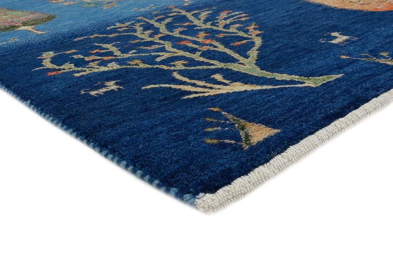Tapis Gabbeh - Loribaft Indus - 206 x 150 cm - bleu