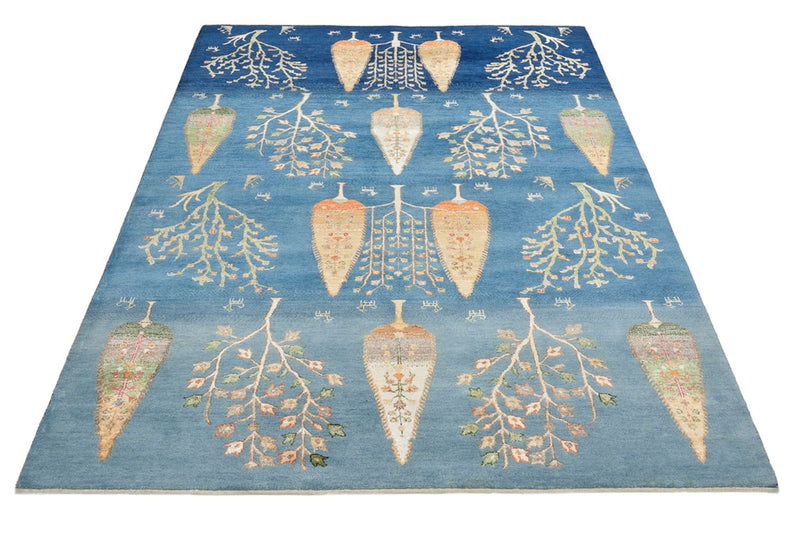 Tapis Gabbeh - Loribaft Indus - 206 x 150 cm - bleu