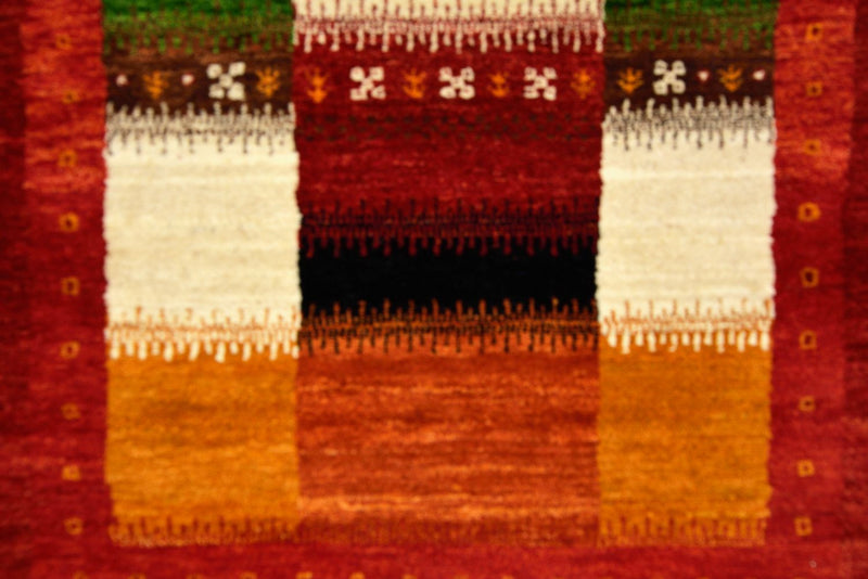 Tapis de couloir Tapis Gabbeh - Loribaft Indus - 386 x 83 cm - rouge