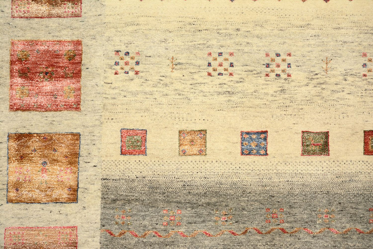 Tapis Gabbeh - Loribaft Indus carré  - 254 x 251 cm - beige clair