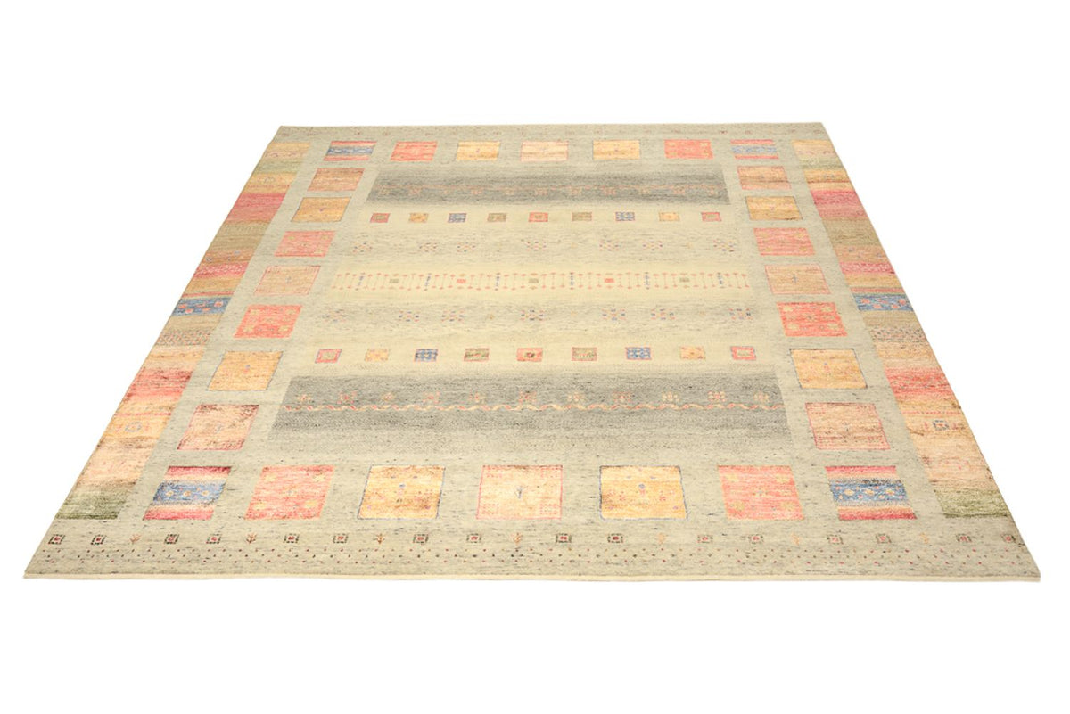 Tapis Gabbeh - Loribaft Indus carré  - 254 x 251 cm - beige clair