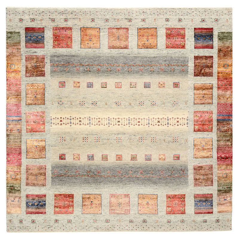 Tapis Gabbeh - Loribaft Indus carré  - 202 x 199 cm - beige clair