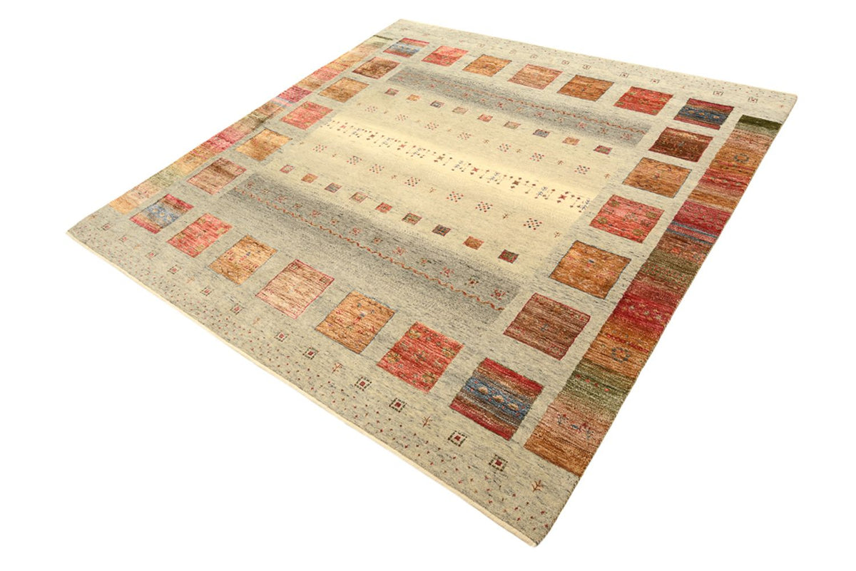 Tapis Gabbeh - Loribaft Indus carré  - 202 x 199 cm - beige clair