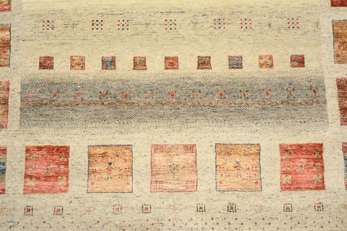 Tapis Gabbeh - Loribaft Indus carré  - 202 x 199 cm - beige clair