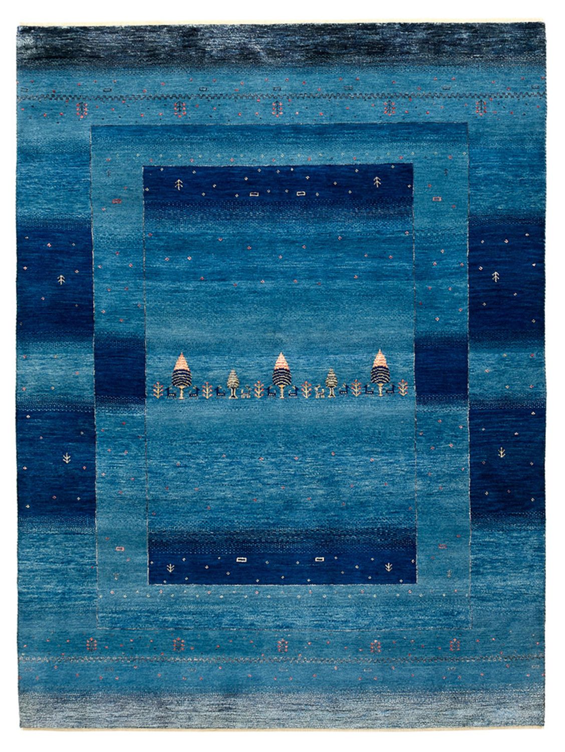Tapis Gabbeh - Loribaft Indus - 201 x 152 cm - bleu de mer