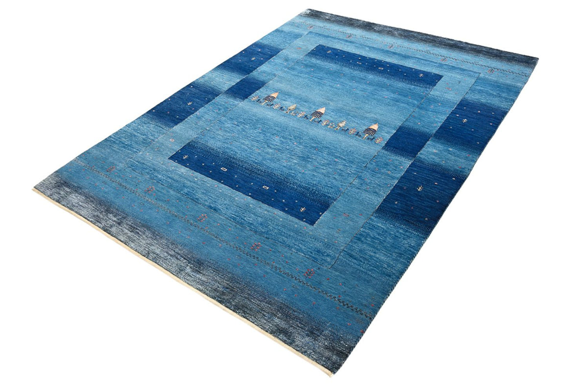 Tapis Gabbeh - Loribaft Indus - 201 x 152 cm - bleu de mer