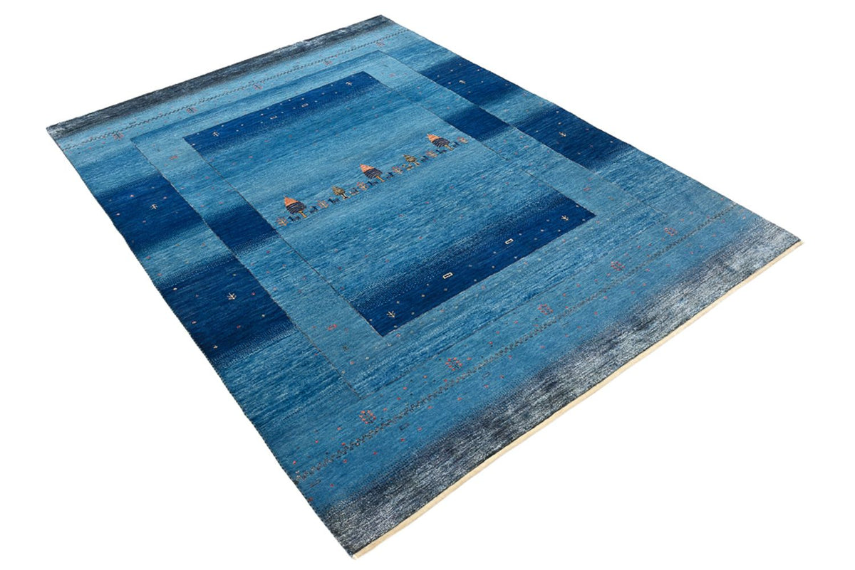 Tapis Gabbeh - Loribaft Indus - 201 x 152 cm - bleu de mer